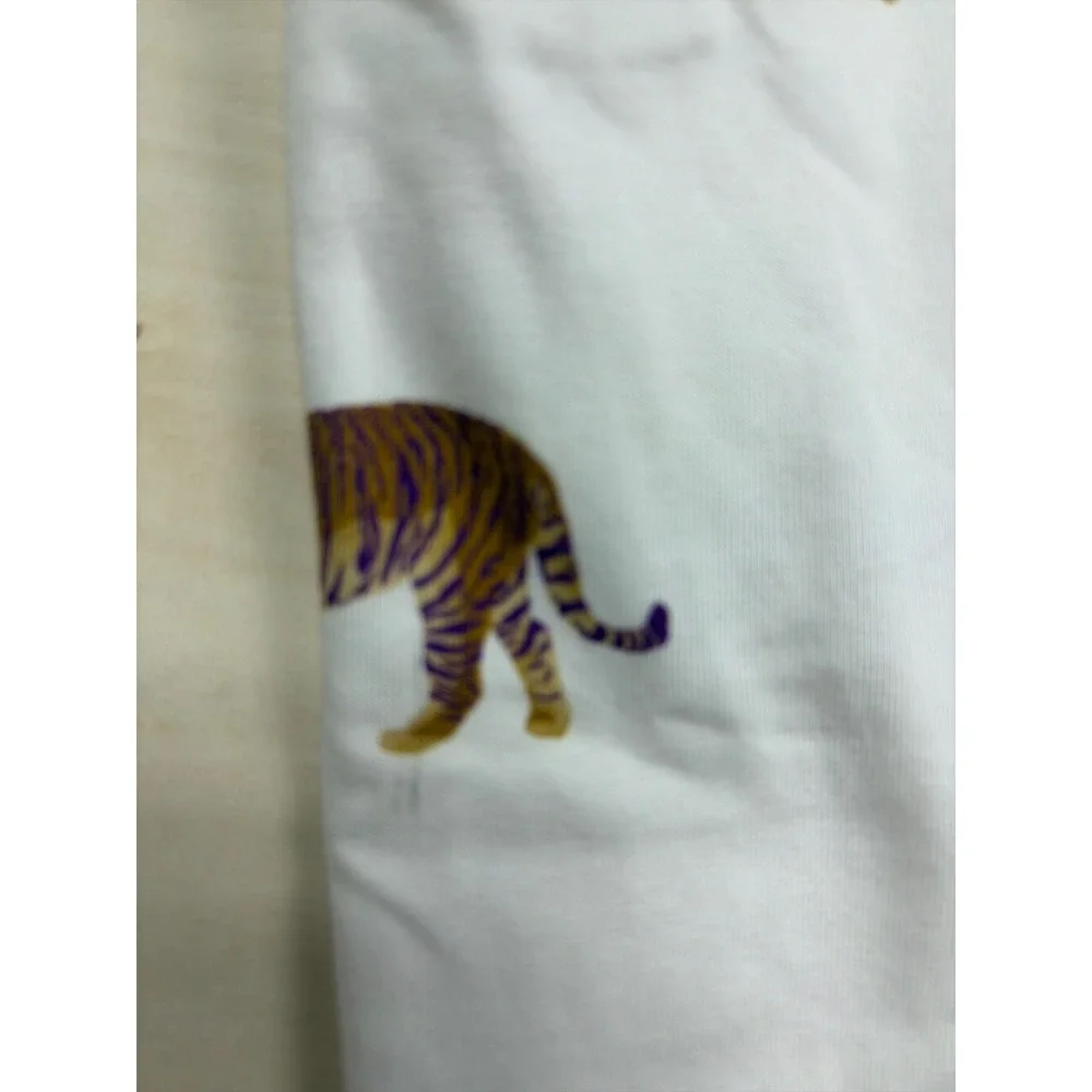 Little Louanne Girls Tiger Print Ruffle Hem Pajama Pants White Purple 3T